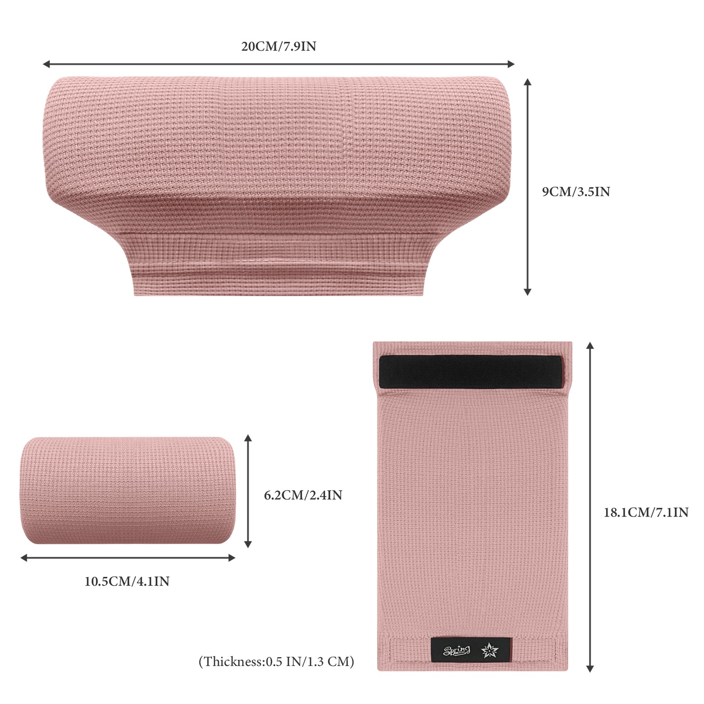 SPRING SEAON Pink Waffle Pattern Crutch Pads - Universal Underarm & Hand Grip Padding - Cooling Moisture-Wicking Crutch Cushions