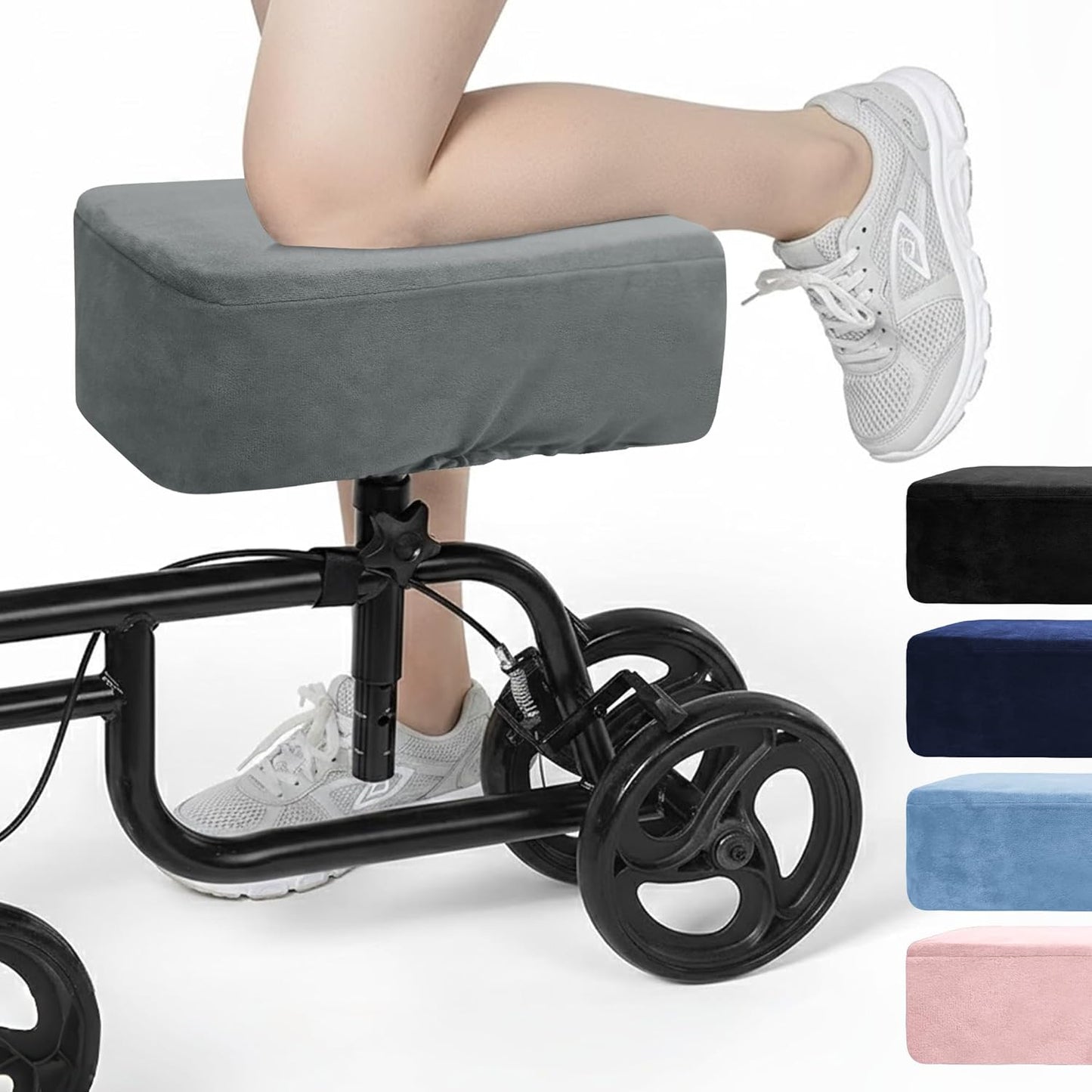 SPRING SEAON Knee Scooter Cushion - Short Fluff Memory Foam Pad with Removable Cover (Pink)