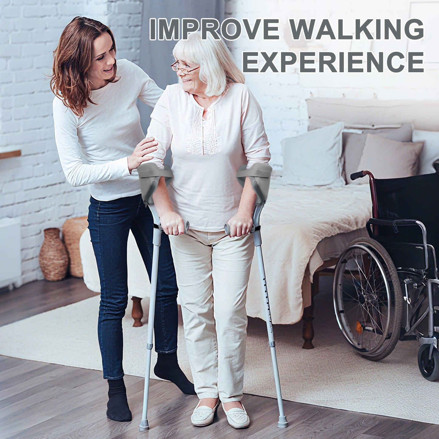 SPRING SEAON Universal Fit Open Cuff Crutch Padding (4 Units) - Soft Elbow & Hand Support