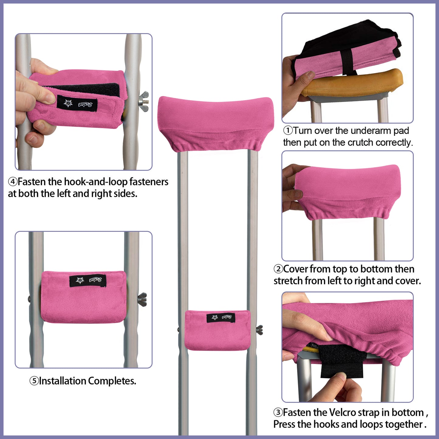 SPRING SEAON Rose Red Velvet Underarm Crutch Pads Non Slip Plush Crutch Cushion