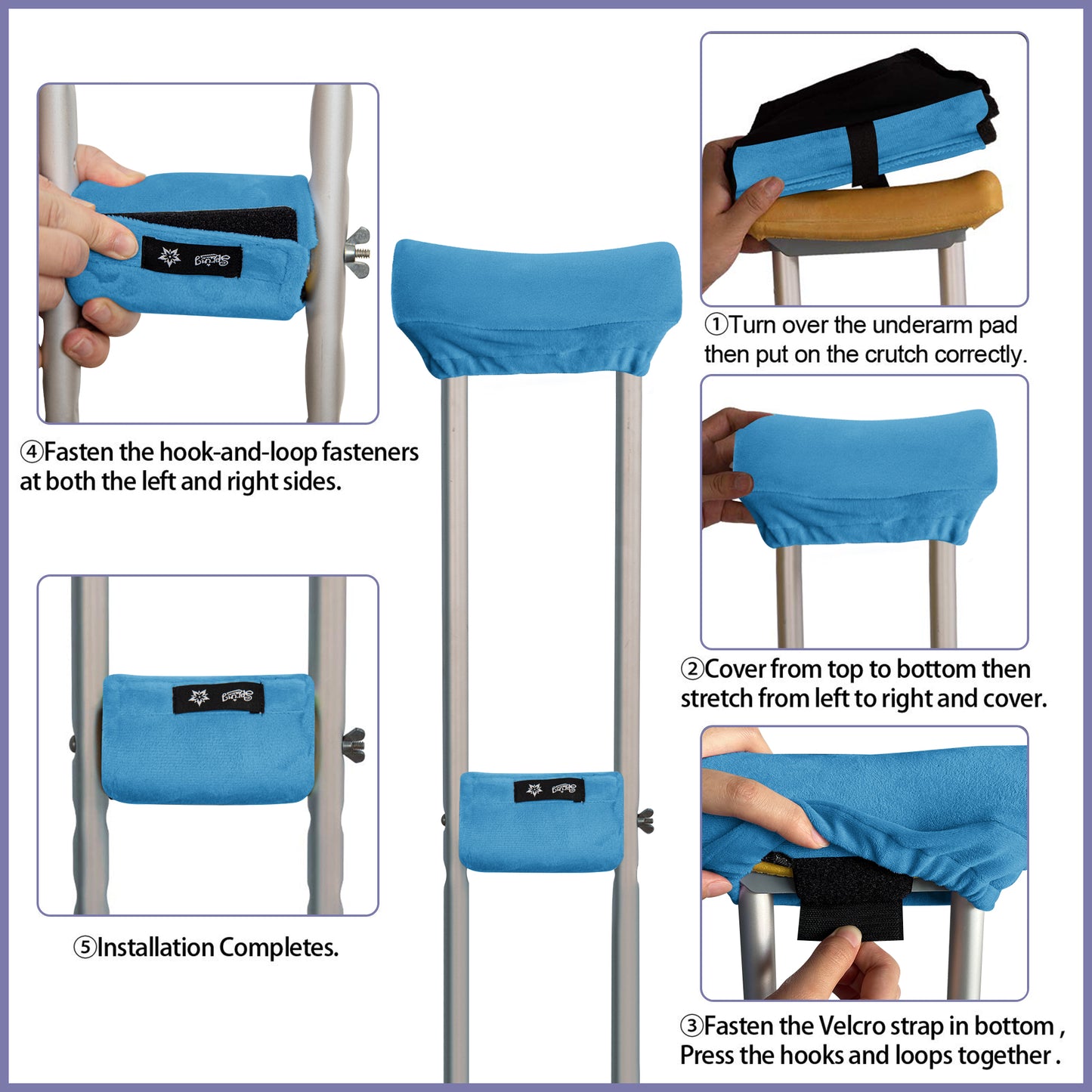 SPRING SEAON Blue Plush Velvet Underarm Crutch Pads Non Slip Crutch Accessories