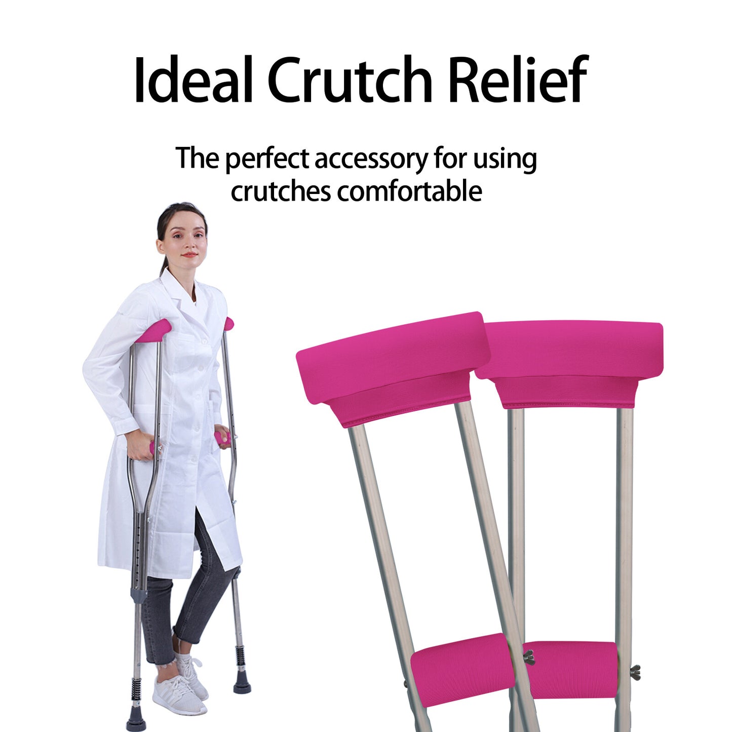 Underarm Crutch's Pad and Hand Grip Covers Universal Forearm Handle Padded Cushion Sets Accessories for Crutches