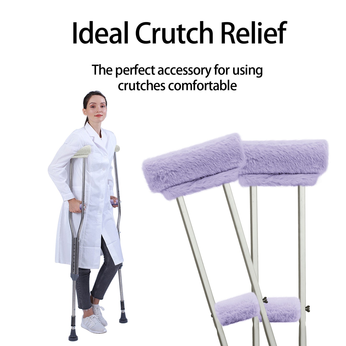 SPRING SEAON Purple Ultra-Soft Fluffy Crutch Pads Covers | Cloud-Like Comfort Style Crutch Accessories