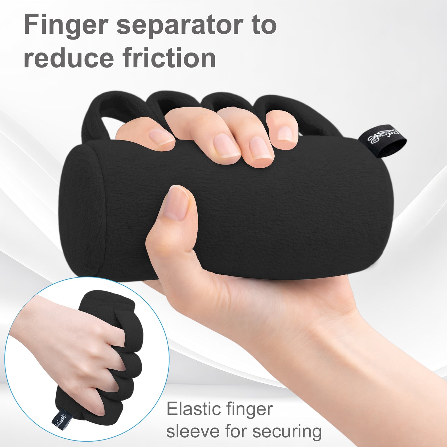 2-Pack Hand Contracture Cushions: Soft Palm Protectors & Finger Separators(black)