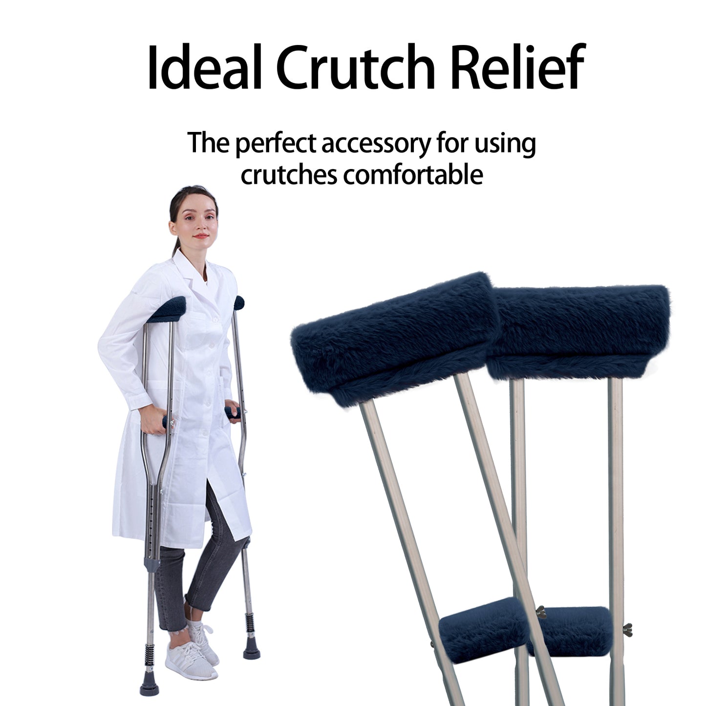 SPRING SEAON Navy Fluffy Underarm Crutch Pads & Cushions for Maximum Comfort