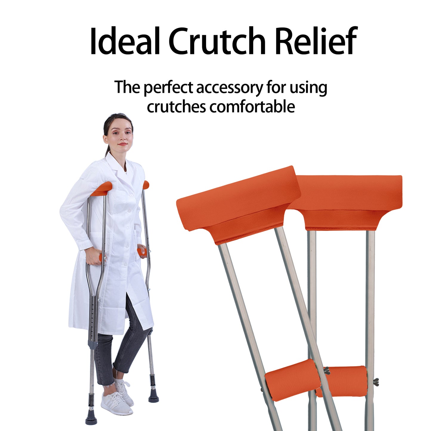 SpringSeaon Orange Underarm Crutch's Pad and Hand Grip Covers Universal Crutch Accessories