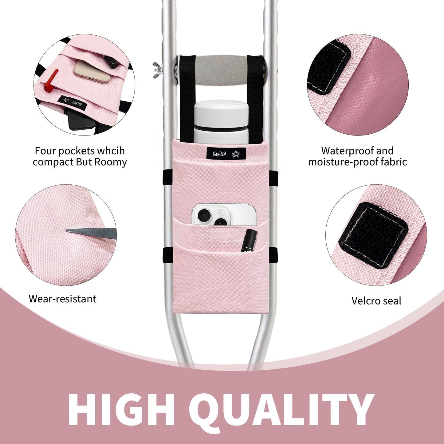 SpringSeaon Crutch Pads Set with Storage Bag Water-Resistant - Crutch Cushions Accessories