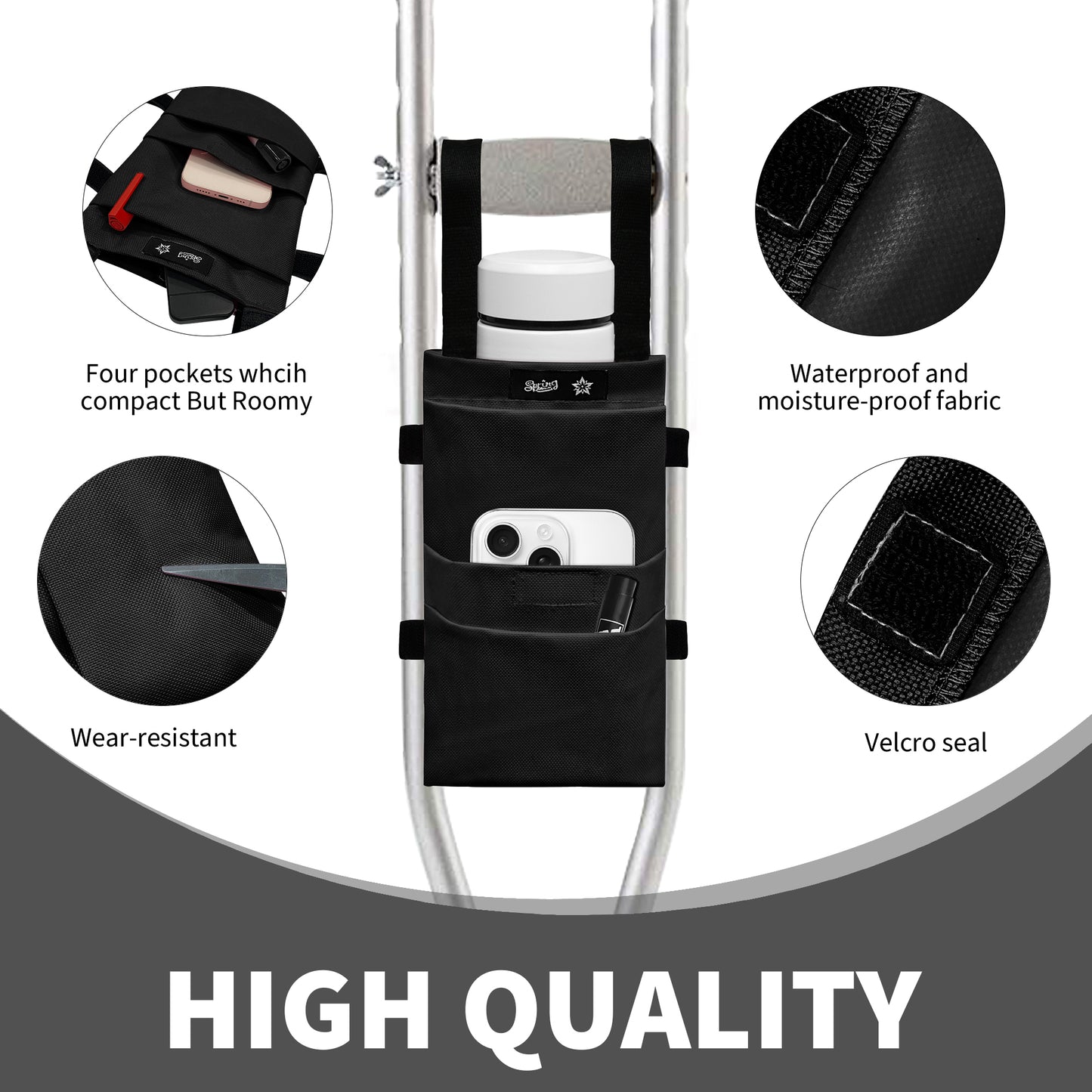 SpringSeaon Crutch Pads Set with Storage Bag Water-Resistant - Crutch Cushions Accessories