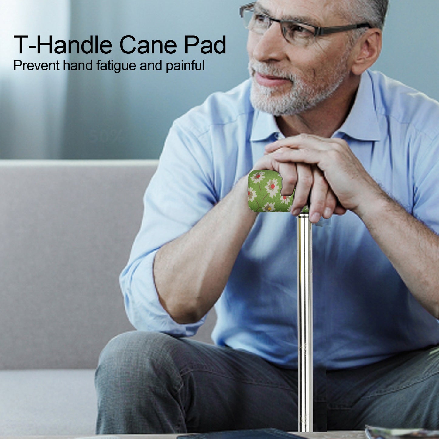 SpringSeaon Padded Cane Handle Covers - Universal Fit T-Handle Grip for Cane Accessories