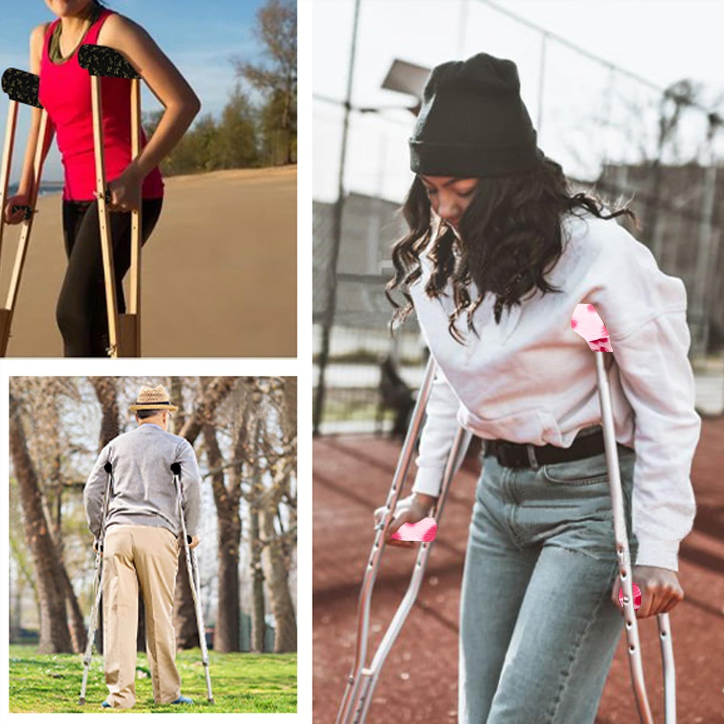 SPRING SEAON Pink Love Ultra-Soft Fluffy Crutch Pads Covers | Cloud-Like Comfort Style Crutch Cushion