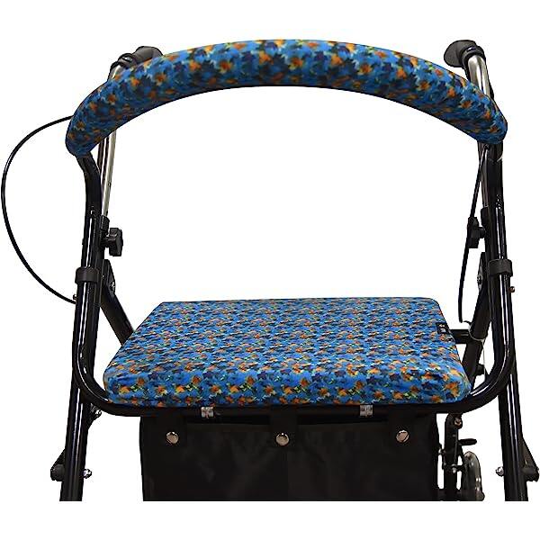 Unisex Rollator Walker Seat and Backrest Covers - Universal Soft Rollator Accessories Blue Leafs