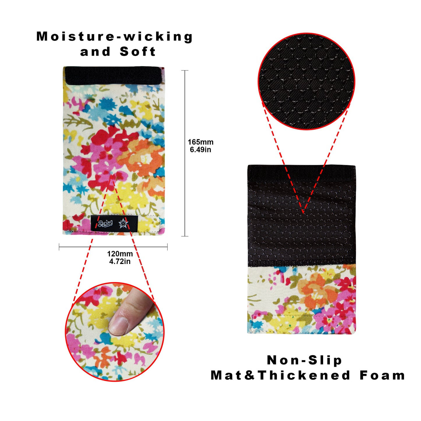 SpringSeaon Walker Hand Grip Padded Covers - Non-Slip Moisture-Wicking Cushion Yellow Flower