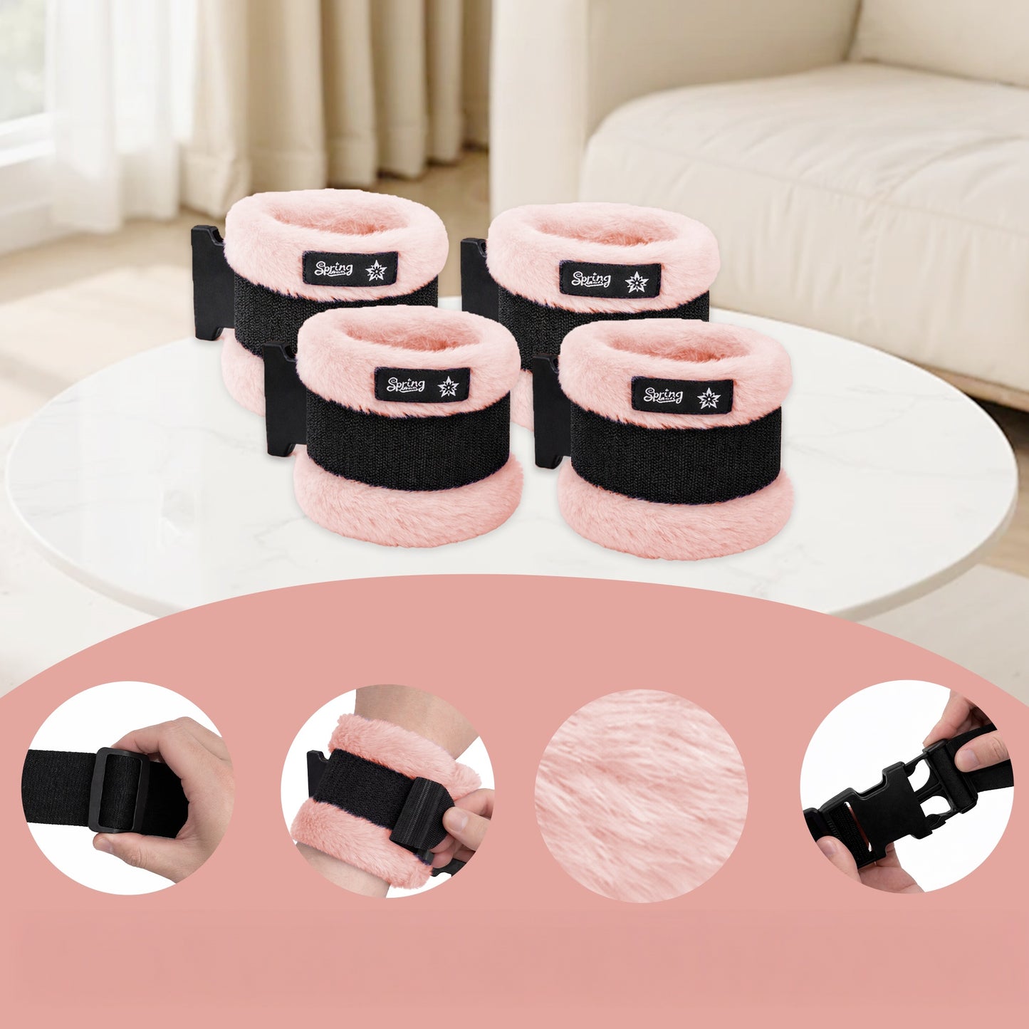 SPRING SEAON Bed Safety Straps (4 Pack) - Soft Padded Limb Holders with Quick-Release Buckles