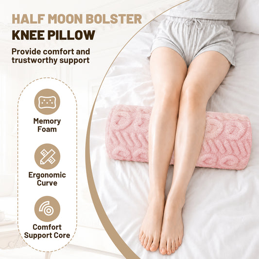 SPRING SEAON Half Moon Knee Pillow - Plush Cover, Memory Foam, 17 Inch