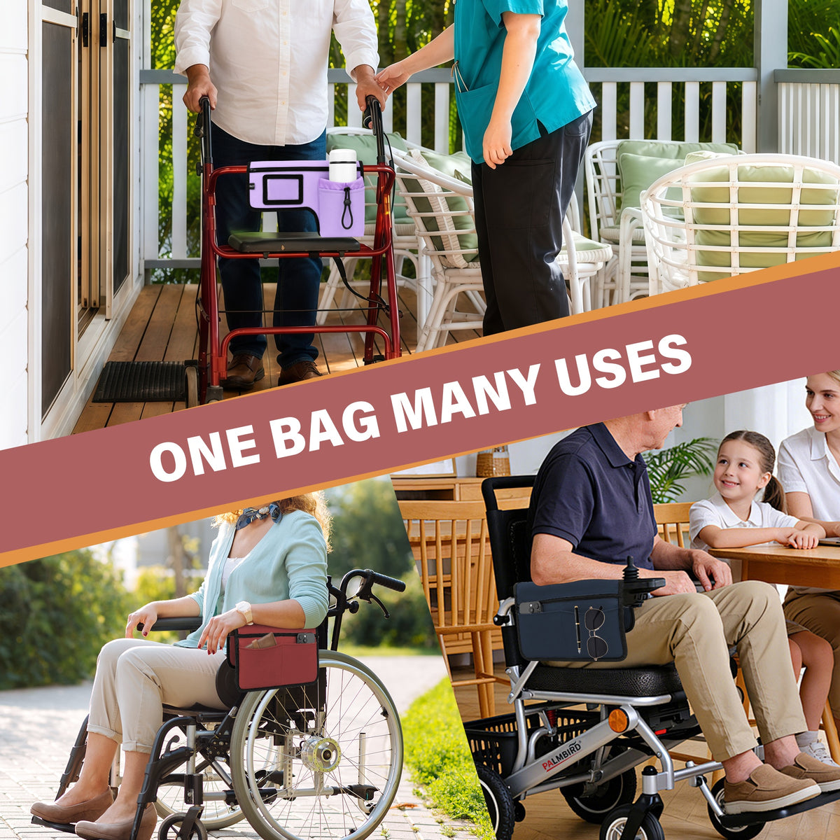 SPRING SEAON Wheelchair Side Bag with Cup Holder & Armrest Pouch - Multi-Pocket Organizer