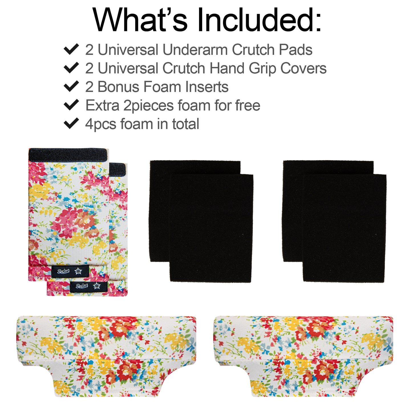 Universal Underarm Crutches Padded Crutch Pads with Hand Grips Padding Handle Covers