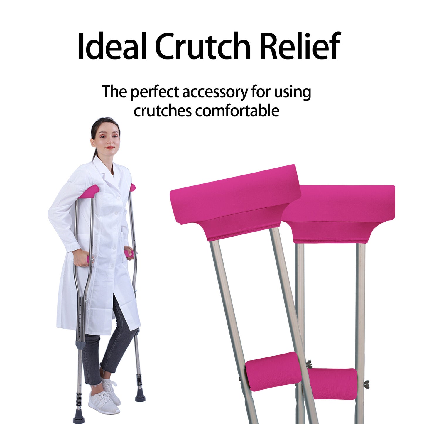 Universal Underarm Crutches Padded Crutch Pads with Hand Grips Padding Handle Covers
