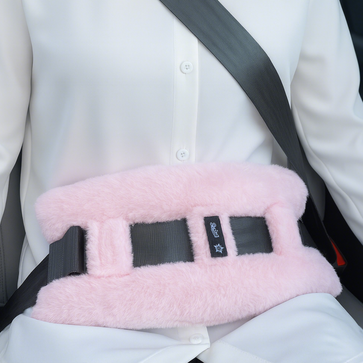 Pink-​SPRING SEAON Seat Belt Pillow with Pocket for Ice/Hot Packs