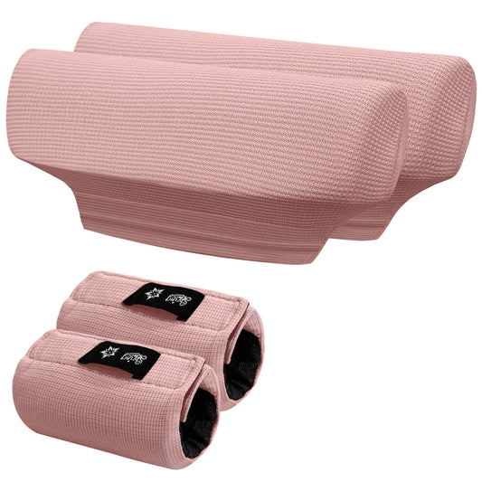 SPRING SEAON Pink Waffle Pattern Crutch Pads - Universal Underarm & Hand Grip Padding - Cooling Moisture-Wicking Crutch Cushions