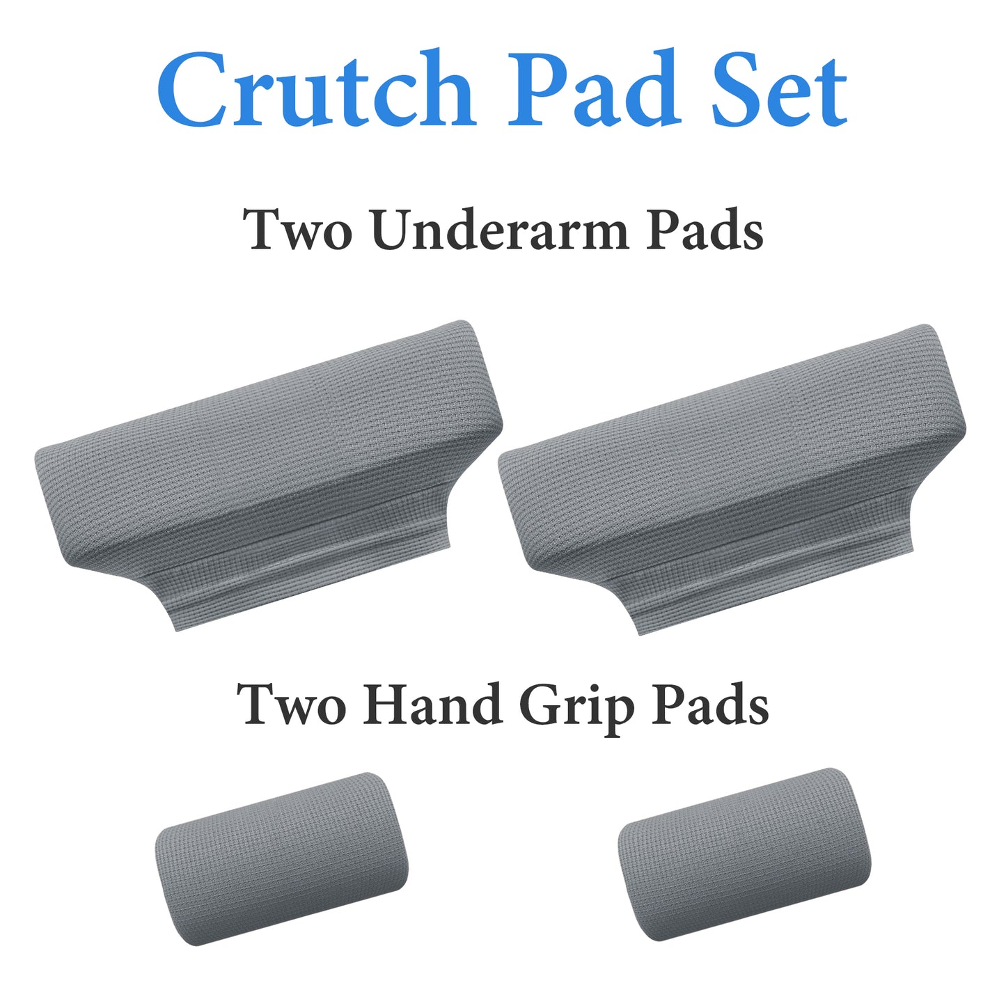 SPRING SEAON Gray Waffle Pattern Crutch Pads - Universal Underarm & Hand Grip Padding - Cooling Moisture-Wicking Crutch Cushions