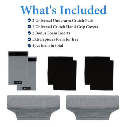 SPRING SEAON Gray Waffle Pattern Crutch Pads - Universal Underarm & Hand Grip Padding - Cooling Moisture-Wicking Crutch Cushions