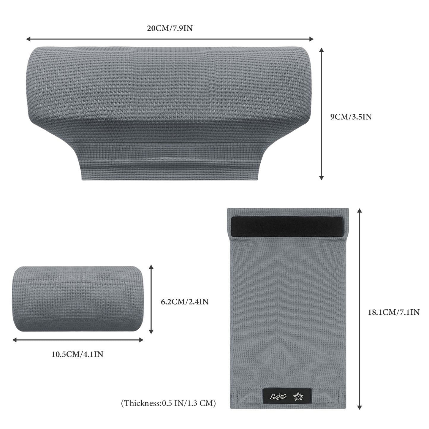 SPRING SEAON Gray Waffle Pattern Crutch Pads - Universal Underarm & Hand Grip Padding - Cooling Moisture-Wicking Crutch Cushions