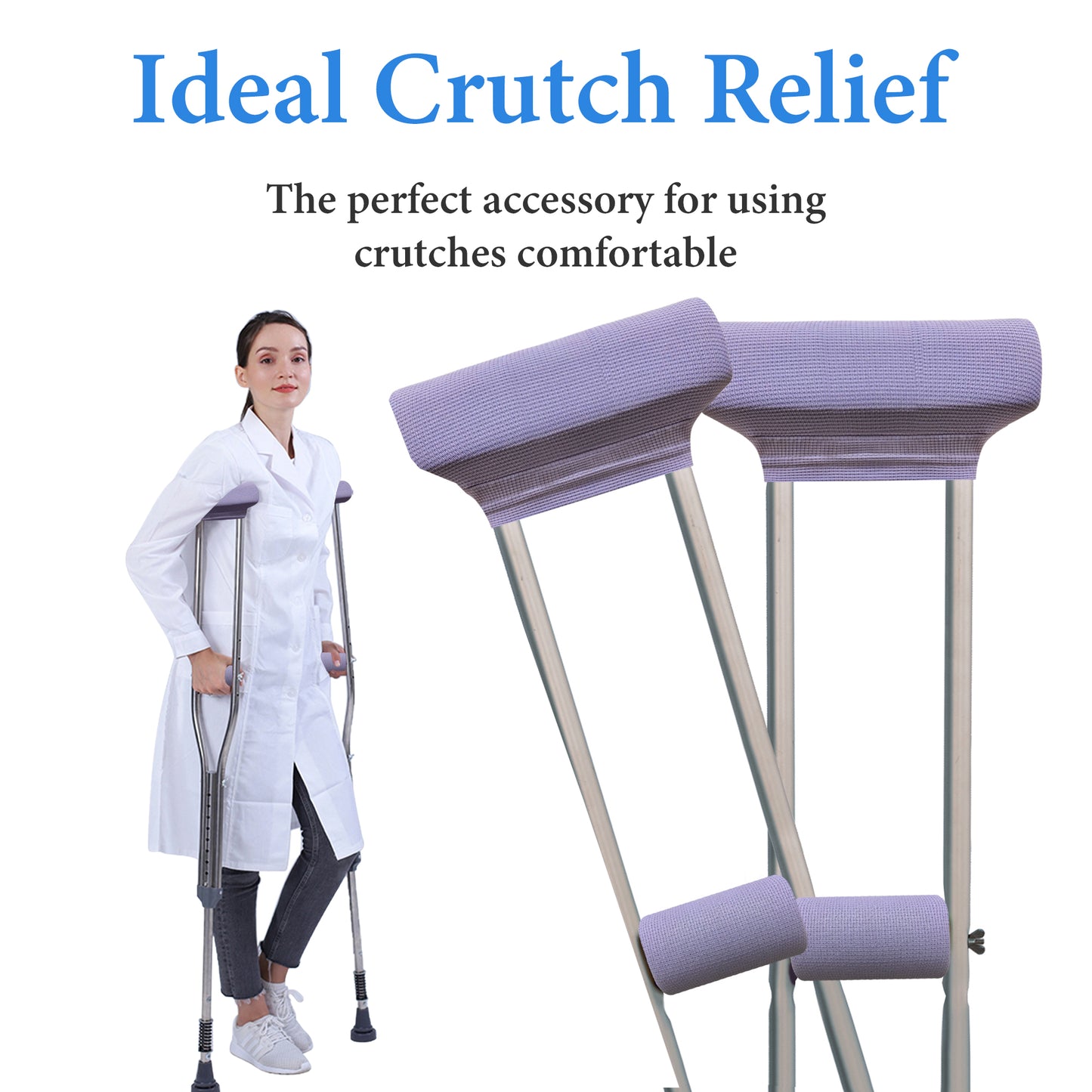 SPRING SEAON Waffle Pattern Crutch Pads - Universal Underarm & Hand Grip Padding - Cooling Moisture-Wicking Crutch Cushions