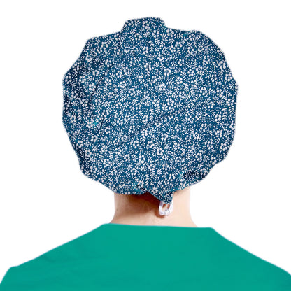 Women's  Flower Bouffant Hats Beanies Working Cap Button Sweatband Adjustable