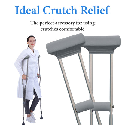 SPRING SEAON Gray Waffle Pattern Crutch Pads - Universal Underarm & Hand Grip Padding - Cooling Moisture-Wicking Crutch Cushions