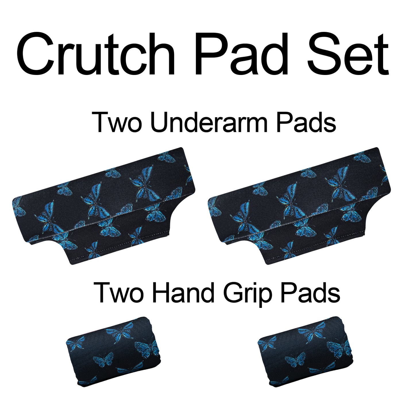 Universal Underarm Crutches Padded Crutch Pads with Hand Grips Padding Handle Covers butterfly