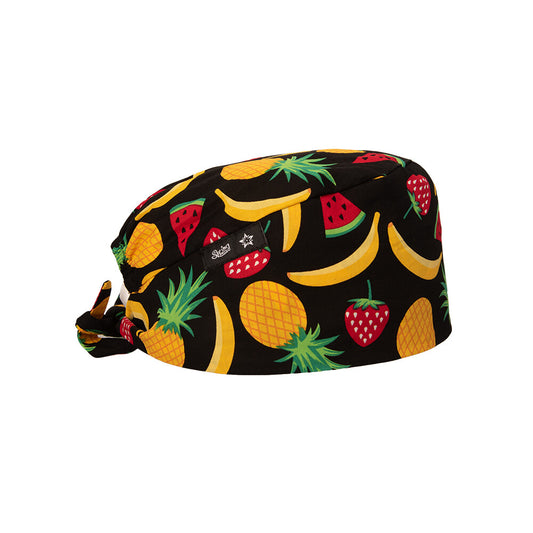 Women's Fruit Printed Beanies Working Cap Button Sweatband Headband Elastic Hat Adjustable Bouffant Cap Adjustable