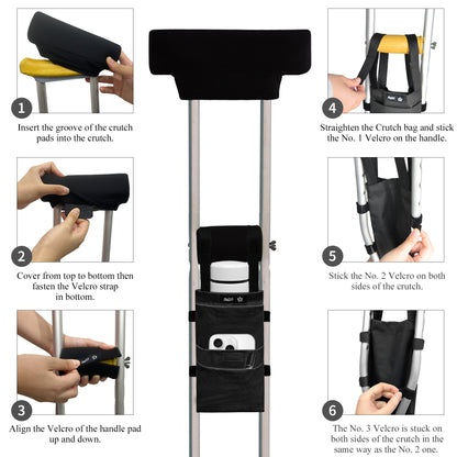 SpringSeaon Crutch Pads Set with Storage Bag Water-Resistant - Crutch Cushions Accessories