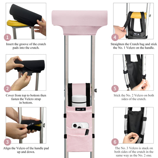 SpringSeaon Crutch Pads Set with Storage Bag Water-Resistant - Crutch Cushions Accessories