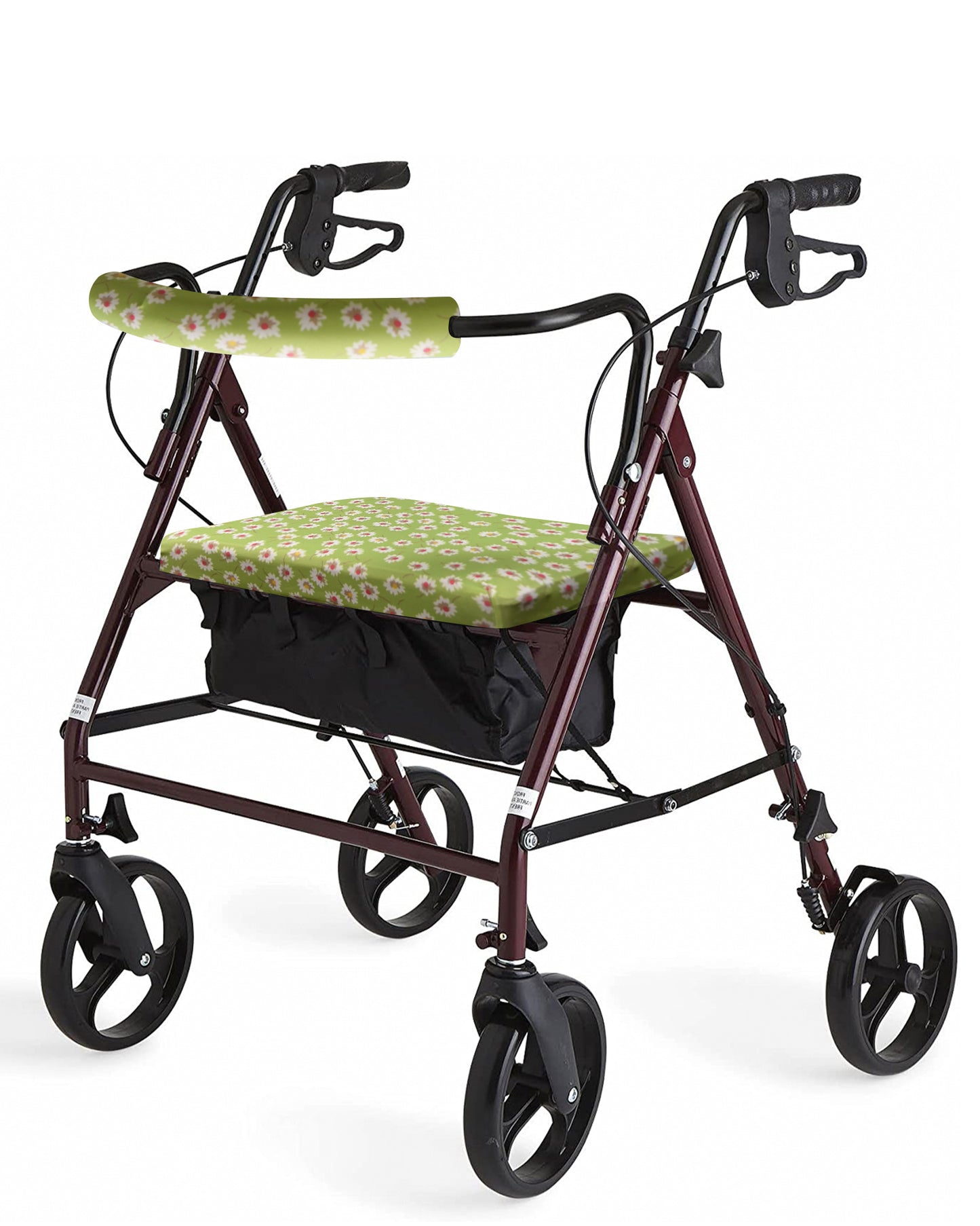 Unisex Rollator Walker Seat and Backrest Covers - Universal Soft Rollator Accessories (green flower)