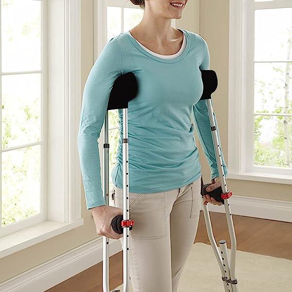 Underarm Crutch's Pad and Hand Grip Covers Universal Forearm Handle Padded Cushion Sets Accessories for Crutches (black stripe)