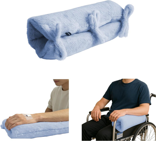 Arm Elevation Pillow - Fluffy Arm Rest Cushion with Adjustable Straps, Multi-Groove Design for Wrist, Shoulder, Leg & Ankle (Pink)