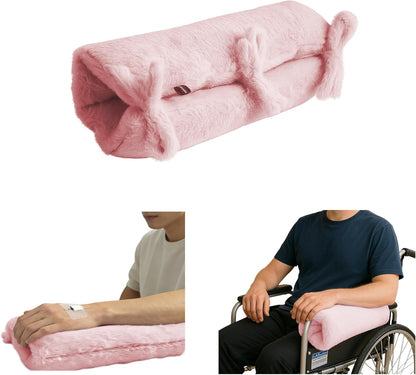 Arm Elevation Pillow - Fluffy Arm Rest Cushion with Adjustable Straps, Multi-Groove Design for Wrist, Shoulder, Leg & Ankle (Pink)