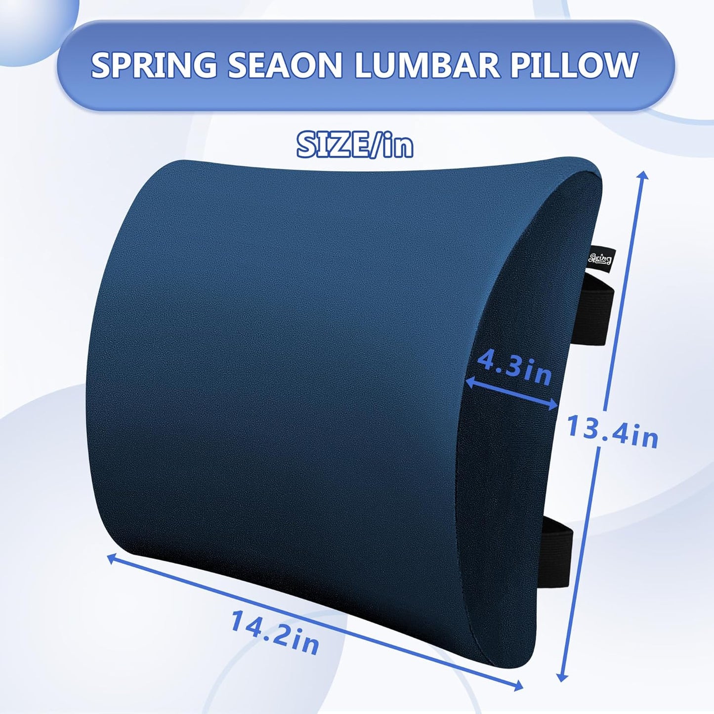 SPRING SEAON Lumbar Support Pillow - Comfortable Cooling Fabric Back Cushion with Adjustable Straps