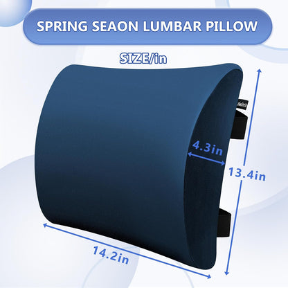 SPRING SEAON Lumbar Support Pillow - Comfortable Cooling Fabric Back Cushion with Adjustable Straps