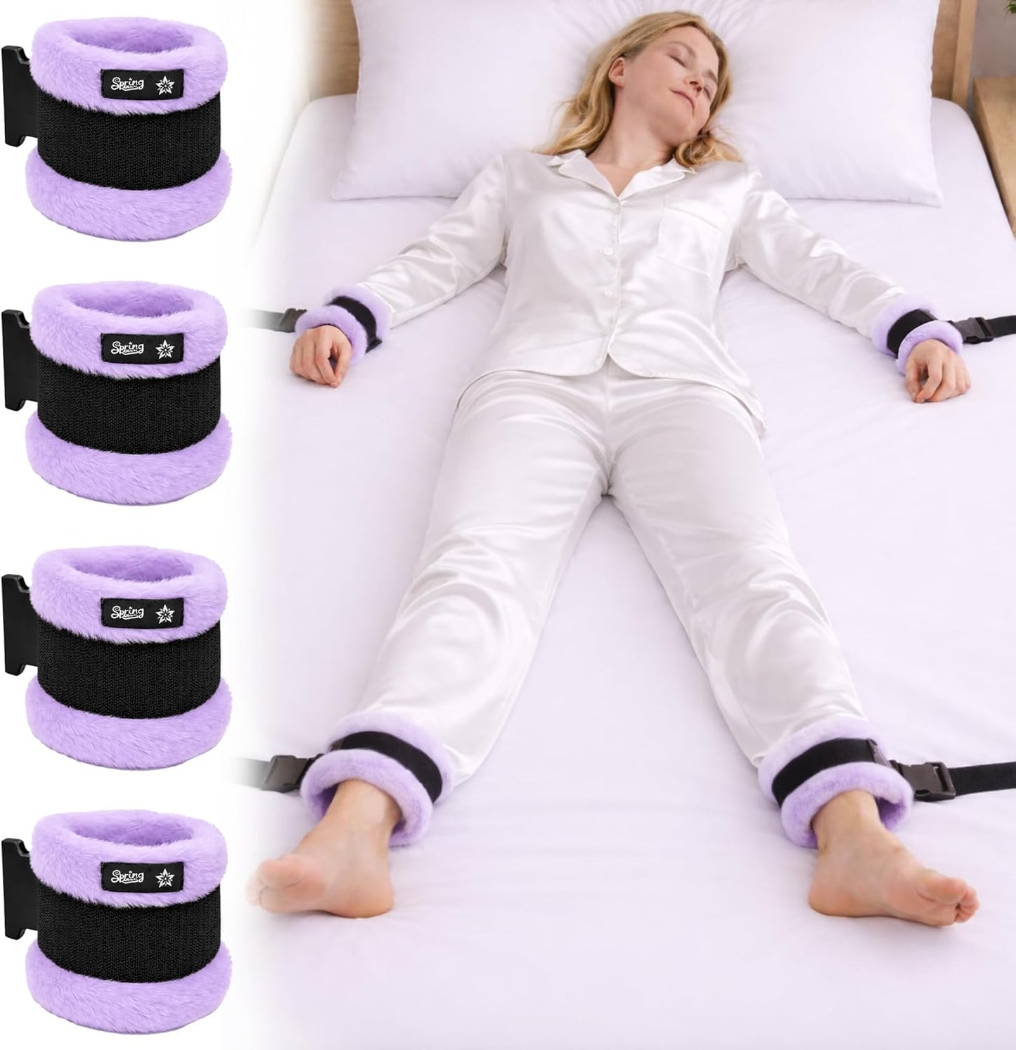 SPRING SEAON Bed Safety Straps (4 Pack) - Soft Padded Limb Holders with Quick-Release Buckles