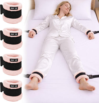 SPRING SEAON Bed Safety Straps (4 Pack) - Soft Padded Limb Holders with Quick-Release Buckles