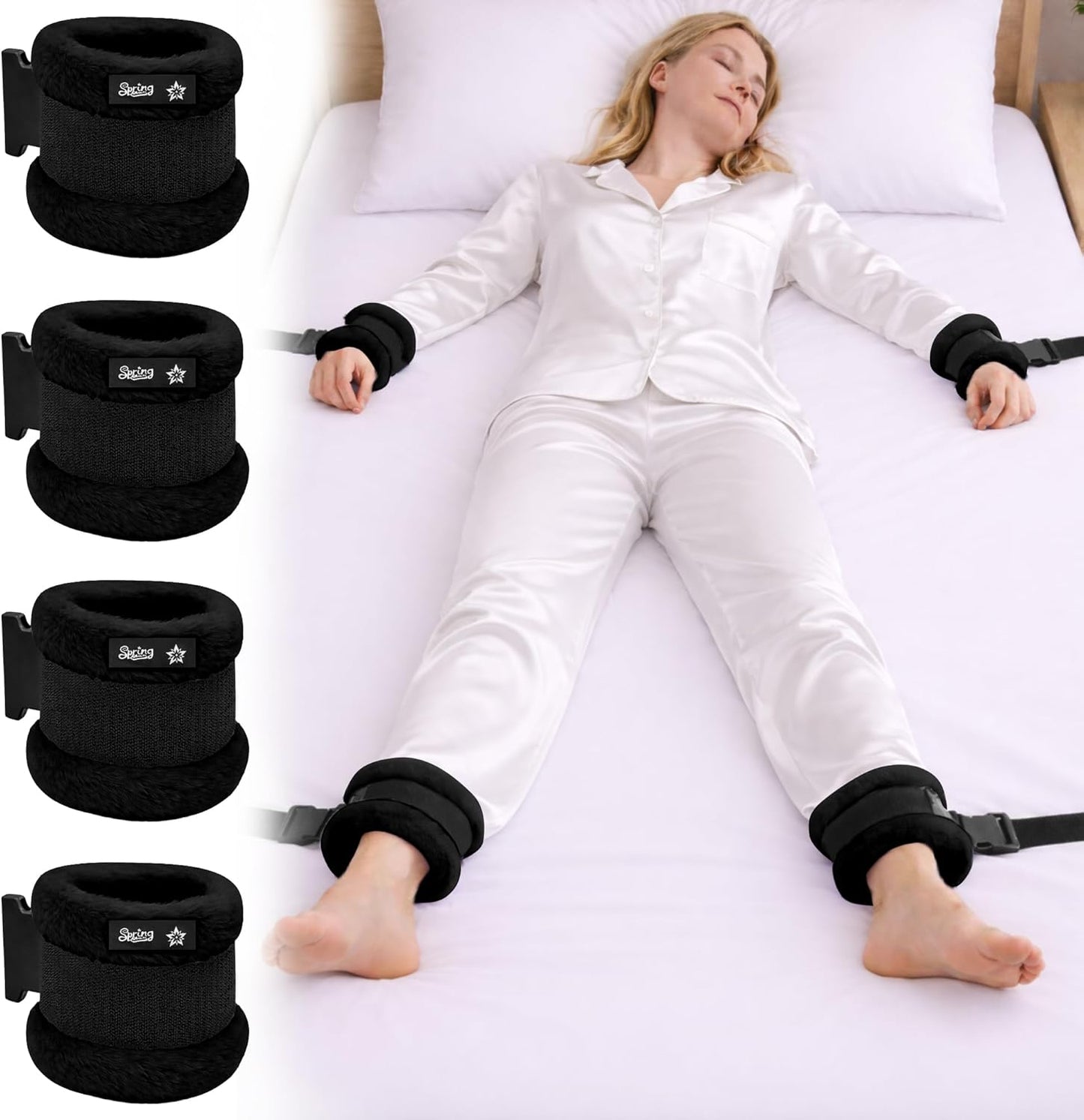 SPRING SEAON Bed Safety Straps (4 Pack) - Soft Padded Limb Holders with Quick-Release Buckles