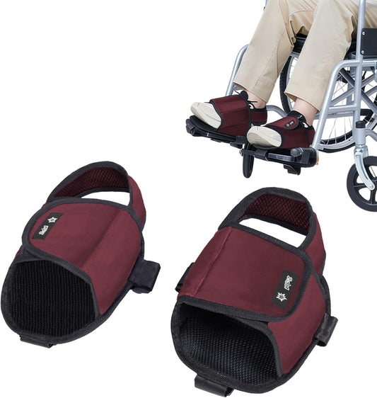 SPRING SEAON Wheelchair Restraint Shoes Breathable Oxford Fabric with Adjustable Straps, Prevents Feet from Sliding Off, Easy to Wear Wheelchair Shoe Holder for Disabled & Rehab Patients