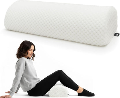 SPRING SEAON Knee Pillow for Back Sleeping - Memory Foam Half Moon Bolster Leg Pillow 17"x7.5"x4.3"