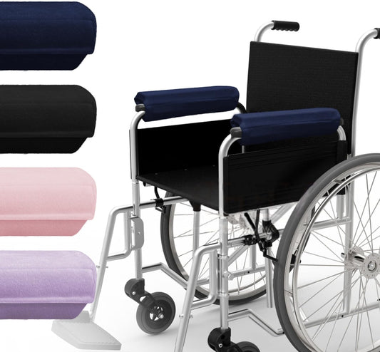 SPRING SEAON Wheelchair Armrest Pads Memory Foam Covers (Pair) for Wheelchairs Office & Gaming Chairs - Non-Slip & Washable (Black)