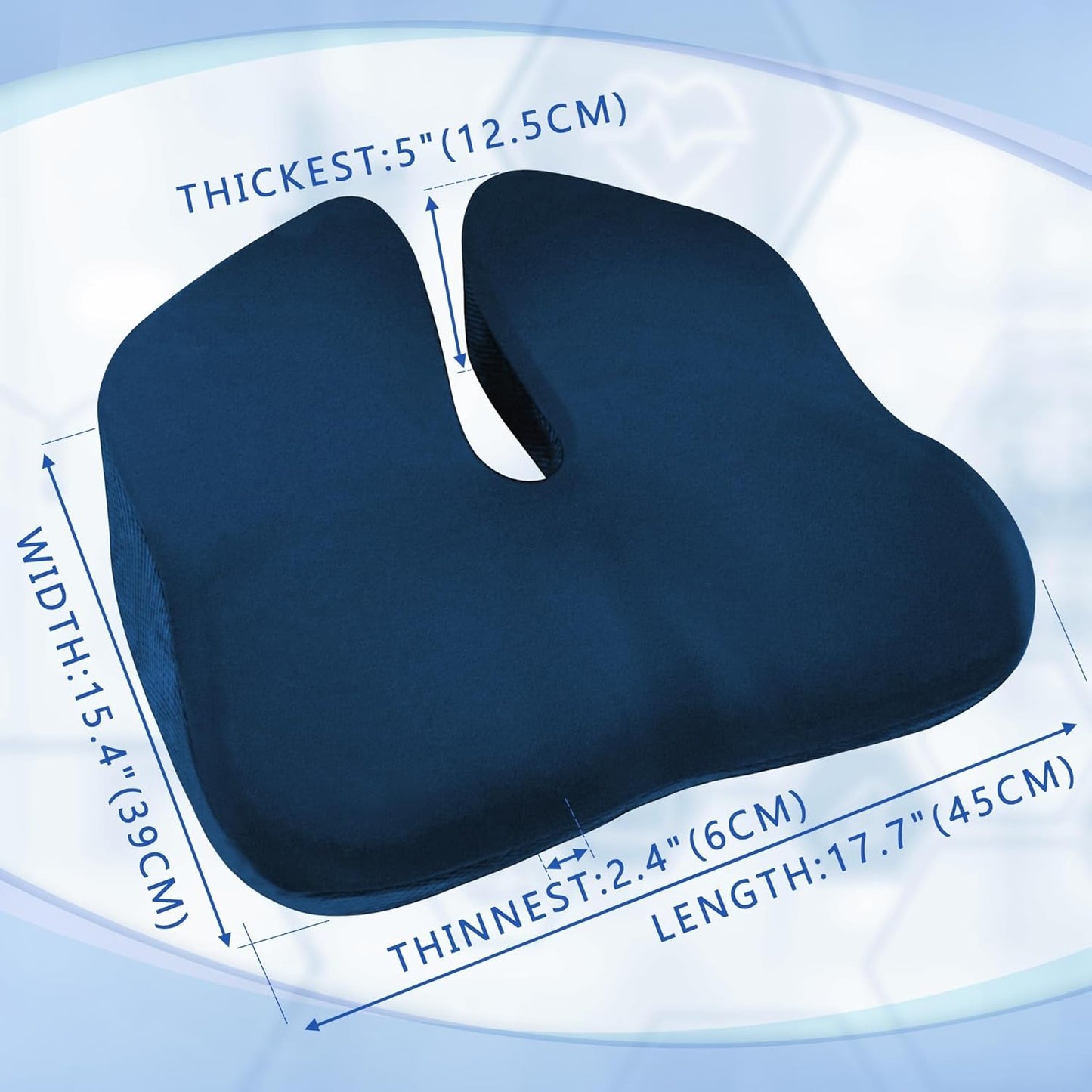 SPRING SEAON Wheelchair Seat Cushion - Cool Fabric Ergonomic Memory Foam Chair Pad