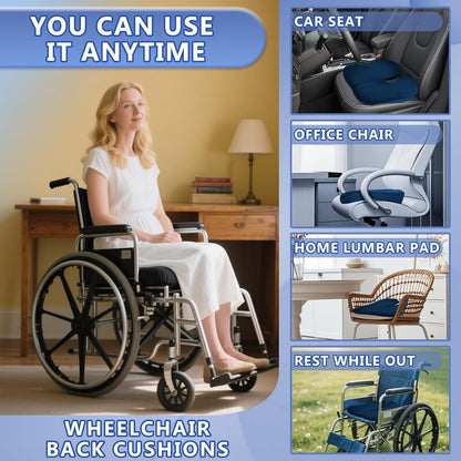 SPRING SEAON Wheelchair Seat Cushion - Cool Fabric Ergonomic Memory Foam Chair Pad