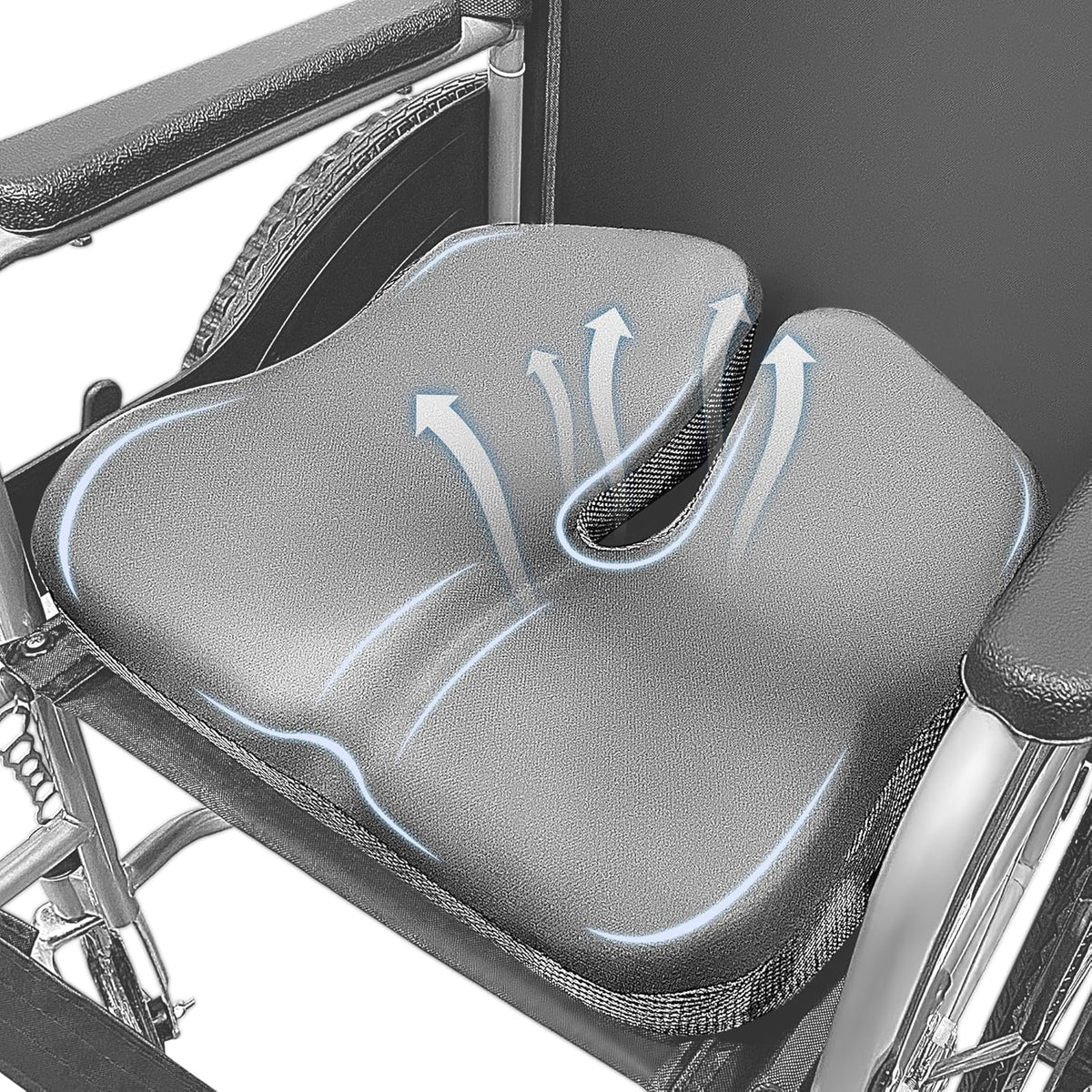 Color-​SPRING SEAON Wheelchair Seat Cushion - Cool Fabric Ergonomic Memory Foam Chair Pad - SpringSeaon