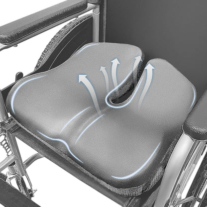 SPRING SEAON Wheelchair Seat Cushion - Cool Fabric Ergonomic Memory Foam Chair Pad