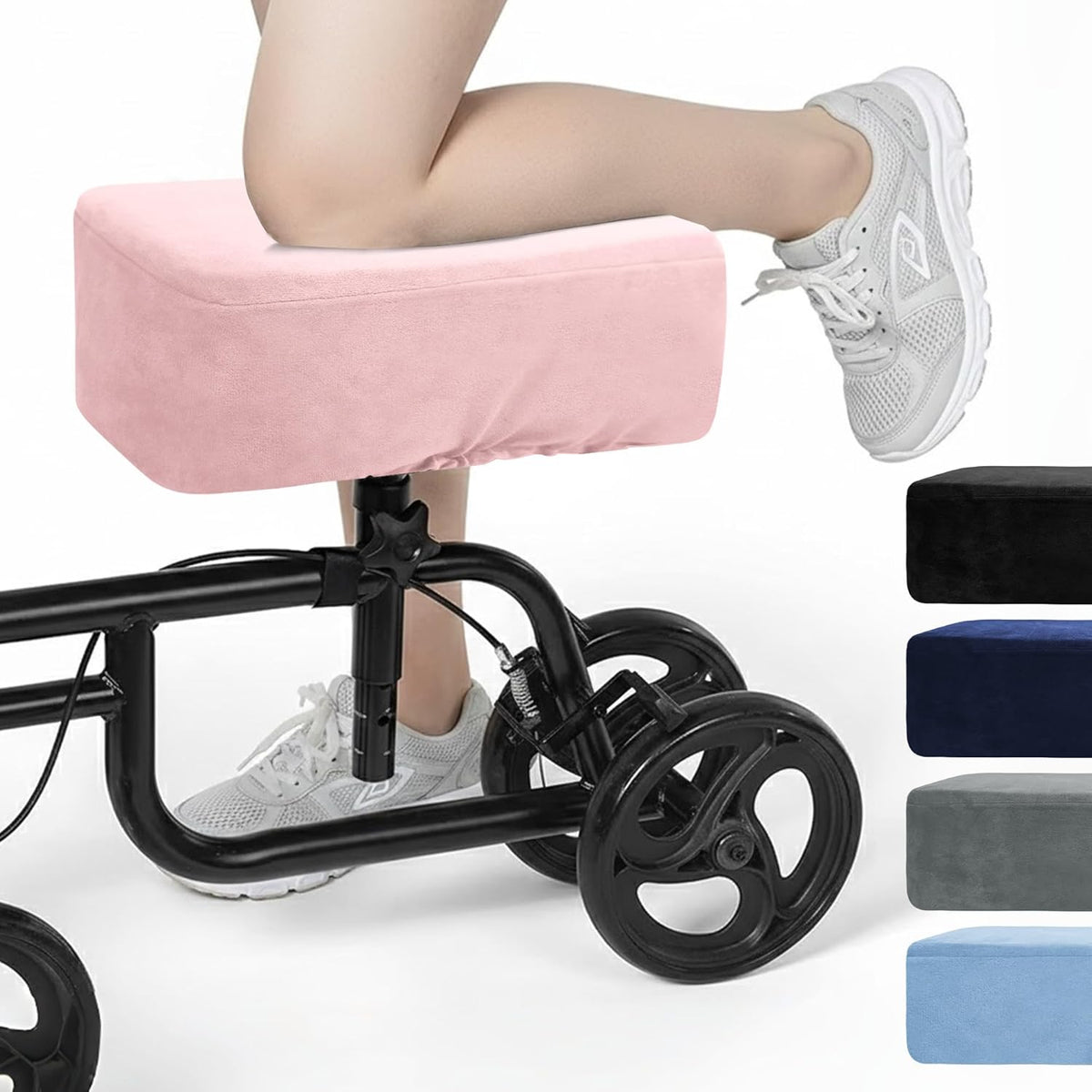 Color-​SPRING SEAON Knee Scooter Cushion - Short Fluff Memory Foam Pad with Removable Cover (Pink) - SpringSeaon